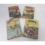 W E JOHNS: 4 titles: BIGGLES WORKS IT OUT, 1951 1st edition: BIGGLES AND THE BLACK RAIDER, 1953