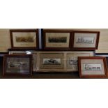 Eight Victorian Stevengraphs, in 6 glazed frames, comprising "The Water Jump", "The First Point", "