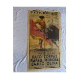 PLAZA DE TOROS ARENAS, coloured litho bull-fighting poster, 1963, approx 950 x 550mm, mixed
