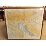 Framed "Escape Map", double sided and depicting Sheet E - Germany Protectorate Slovakia, Poland,