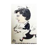 JAC, signed and dated 1955, watercolour caricature, A Maid, 12" x 7"