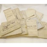 One box 25+ Norwich vell documents circa 1870 - 1909 including 1885 conveyance Lt Col J E J Harvey