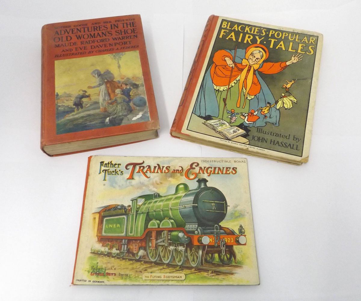 [COVER TITLE] FATHER TUCK'S TRAINS AND ENGINES, [no date circa 1920s], 4 full page coloured