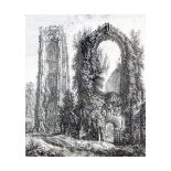 AFTER G CUITT, pair of black and white engravings, "The Oriole in the Queens Tower, Conway Castle"