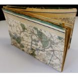 ORDNANCE SURVEY MAP OF SURREY, circa 1840s, 100 x 63cm, folding engraved map, 16 sections, mounted