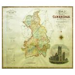 C & J GREENWOOD: MAP OF THE COUNTY OF CAMBRIDGE, engraved hand coloured map 1834, approx 580 x