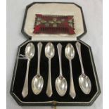 Mixed lot: a cased set of six George V coffee spoons, Sheffield 1934, makers mark "M&W" together
