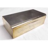 George VI table cigarette box of hinged rectangular form, the engine turned cover bearing
