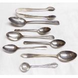 Mixed Lot: six various hallmarked silver spoons of various types; together with an electroplated