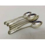 a set of six Edward VII silver teaspoons with bright cut decoration, hallmarked Sheffield 1905,