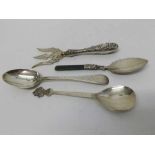 Mixed lot of various Silver wares to include three decorated spoons includes Queen Elizabeth