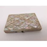 Late 19th century mother of pearl concertina card case of hinged rectangular form with fabric