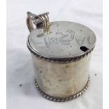 Edward VII Drum mustard of typical circular form with cast C-scroll handle and thumb-piece (repaired
