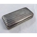 George III snuff box, of hinged rectangular form with all over striped decoration and gilt interior,