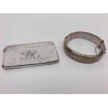 Mixed lot: a small Birmingham hallmarked silver card case of rectangular form, fitted with hinged