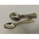 Mixed Lot: a set of six 20th century silver pointed end coffee spoons and four further coffee spoons