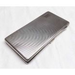 Edward VIII silver cigarette case of hinged rectangular form with all over engine turned