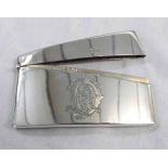 Late Victorian card case of hinged rectangular form and polished body with contemporary monogram,