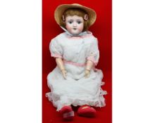 Early 20th century German bisque socket head doll, 22" high