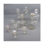 Mixed Lot: clear glass wares to include five 19th century and later decanters and five clear glass