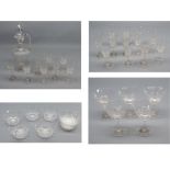 Suite early 20th century cut clear glass wares, comprising decanter with selection of small wines,