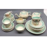 Good quantity Susie Cooper tea and table wares: two teapots, jug, cups, saucers, plates etc (qty)