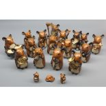 Unusual 20th century pottery mouse orchestra, of sixteen mice and three accompanying babies in