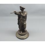 19th century Bronze Spelter figure of a flautist, 12" high
