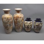 Mixed Lot: pair of early 20th century Japanese Satsuma baluster vases and a further pair of