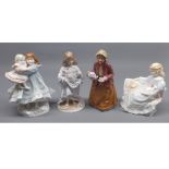 Group of four figurines, Royal Worcester figures: Love, Lullaby; Coalport figure: Summer Daydream;