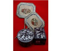 Mixed Lot: two Far Eastern hardwood mother-of-pearl inlaid boxes decorated with various figures,