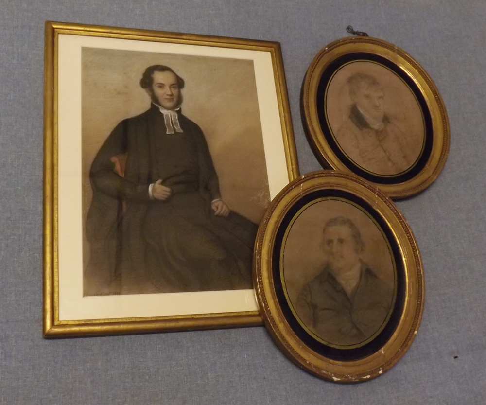 E LANGLOIS JNR, SIGNED AND DATED 1850 LOWER LEFT, PASTEL, Portrait of Charles Clarke clergyman and