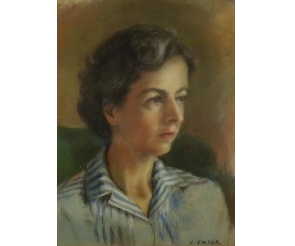 CATHERINE ENSOR, SIGNED LOWER RIGHT, PASTEL, Portrait of Pamela, 16" x 12"