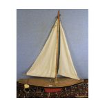 Large early 20th century pond yacht 36" long