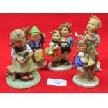 Group of five Goebel models of young children in various poses, largest approx 4" high (5)