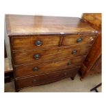 A 19th Century Mahogany Chest, crossbanded top over two short and three full width drawers on