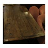 19th century and later small oak refectory table with three board top over a base with turned
