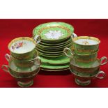 Staffordshire tea set comprising two sandwich plates, side plate and a quantity of cups and