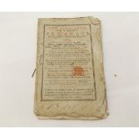 FRANCIS MOORE: VOX STELLARUM OR A LOYAL ALMANAC, 1804, with 4 pge fold-out "Gilbert's additional