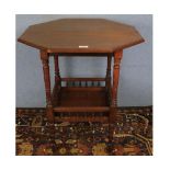 Late Victorian mahogany octagonal top occasional table with shelf to base and turned legs, 24" wide