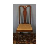 Set of four Edwardian mahogany Queen Anne style dining chairs with floral upholstered seats