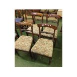 Set of four 19th century mahogany bar back dining chairs, the floral upholstered seats raised on