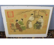 CHINESE SCHOOL HAND COLOURED WOOD BLOCK, Figurative Study, 16