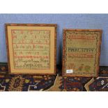 Mixed lot: two framed 19th century samplers, one marked "Mary Amelia Hill aged 9 1837" both in