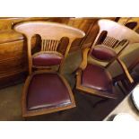 A set of six late 19th Century Arts & Crafts style Oak Dining Chairs (two carvers), with upholstered