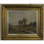 H K FOSTER, SIGNED LOWER RIGHT, OIL ON CANVAS, Country Landscape, 15 1/2" x 19 1/2"