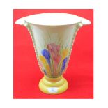 Crown Staffordshire reproduction Clarice Cliff crocus vase of flared form, 11 1/2" high