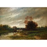 H WALLIS, SIGNED LOWER RIGHT, PAIR OF OILS ON CANVAS, Three River Landscapes, 19 1/2" x 29 1/2" (2)