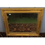 19th century gilt rectangular picture frame now containing a mirror, 39" wide
