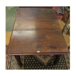 Victorian mahogany extending dining table with extra leaf raised on turned legs and casters, 66"